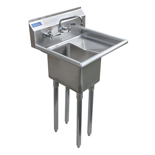 Amgood Stainless Steel Utility Sink with 10in Right Drainboard No Faucet NSF SINK 101410-10R - NO FAUCET